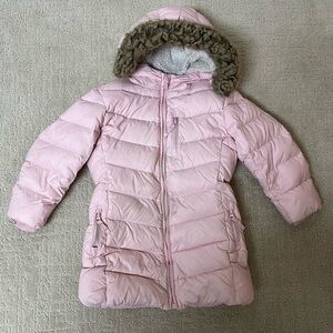 Eddie Bauer down filled Hooded Puffer Coat with Faux Fur Trim. Girls size 3T